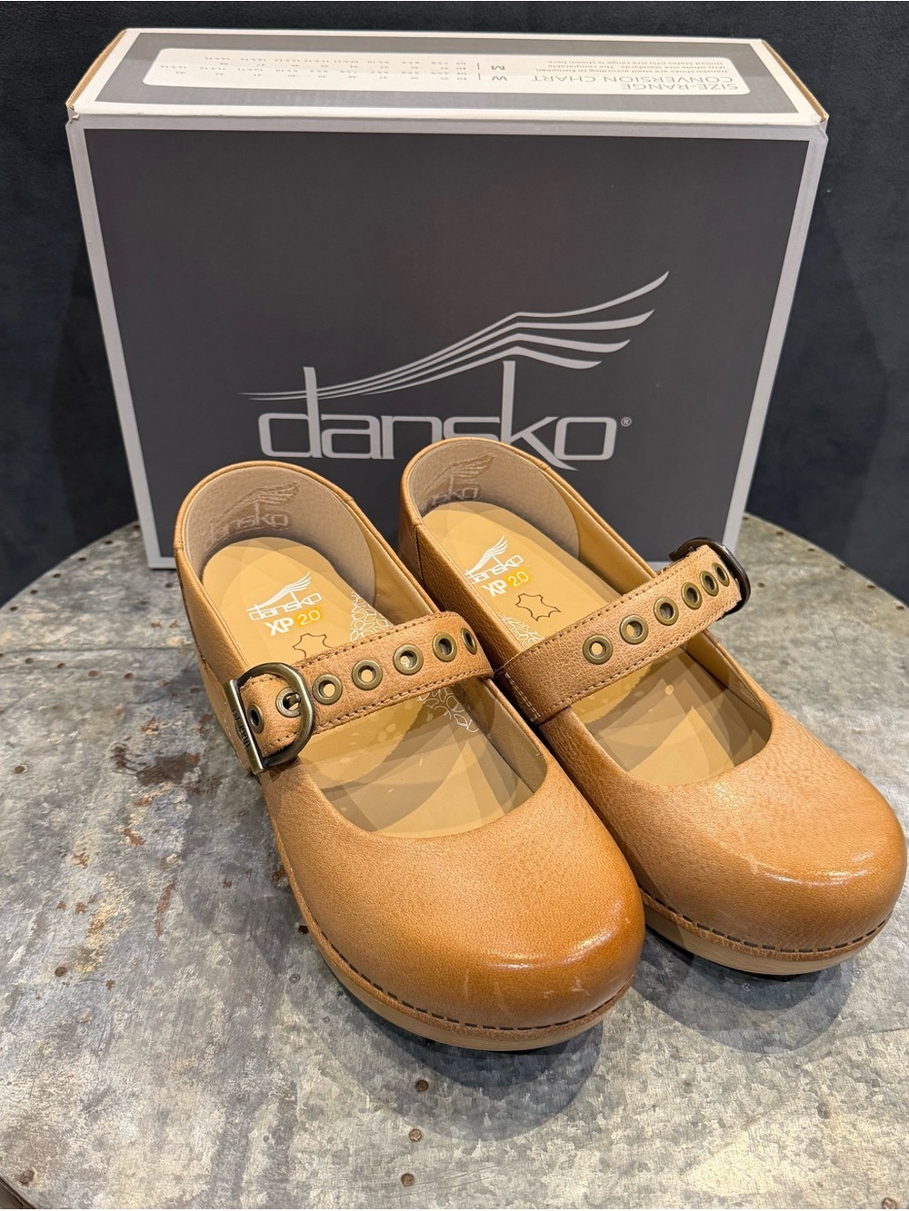 Dansko Tan Leather XP Mary Jane Clogs with Buckle Strap - Picture 2 of 4